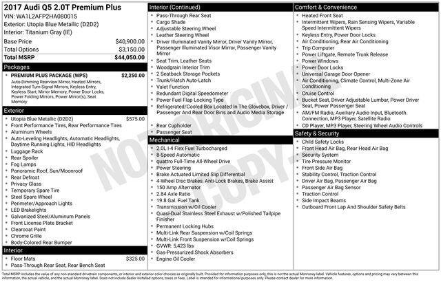 
								2017 Audi Q5 2.0T Premium Plus quattro full									