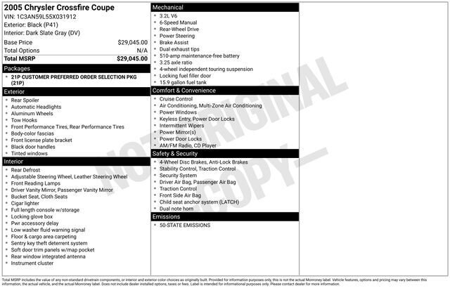 
								2005 Chrysler Crossfire Base full									