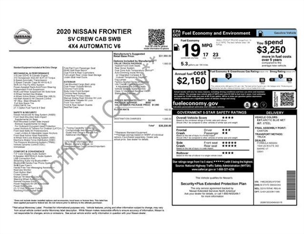 
								2020 Nissan Frontier SV full									