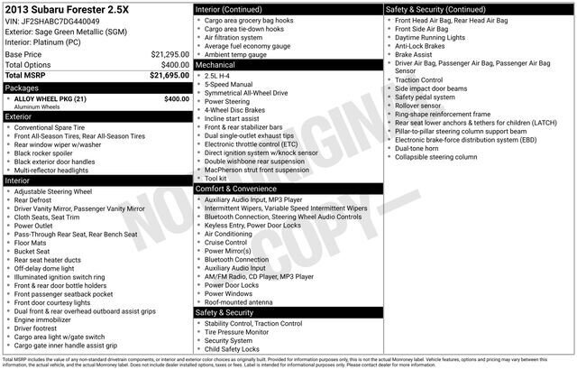 
								2013 Subaru Forester 2.5X full									