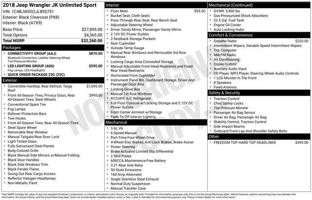 
								2018 Jeep Wrangler JK Unlimited Unlimited Sport full									