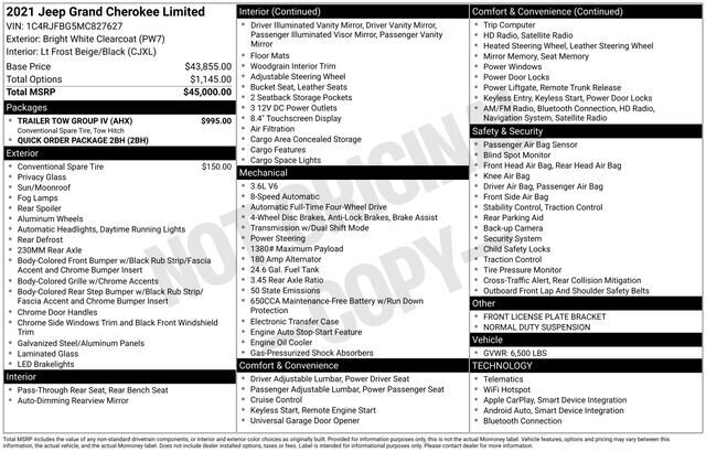 
								2021 Jeep Grand Cherokee Limited w/ Apple Car Play and Navigation full									