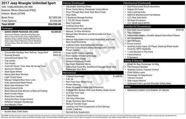 
								2017 Jeep Wrangler Unlimited Sport full									