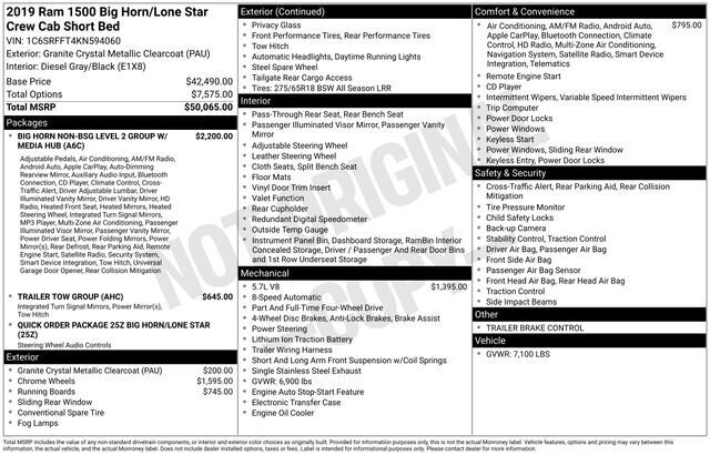 
								2019 RAM 1500 Big Horn/Lone Star w/ Navigation full									