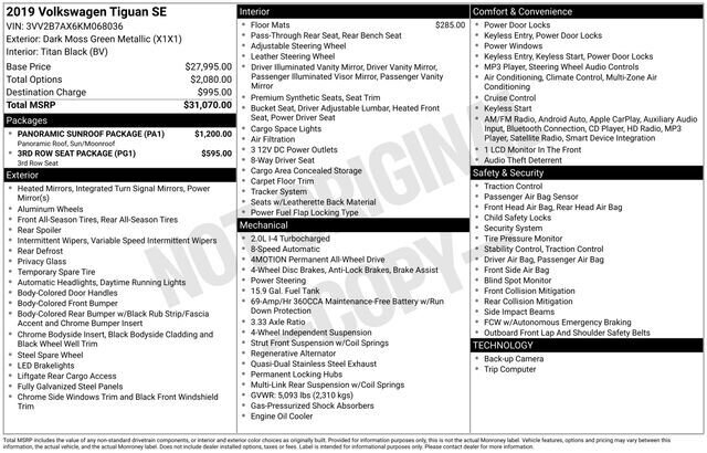 
								2019 Volkswagen Tiguan 2.0T SE 4Motion w/ Apple Car Play full									