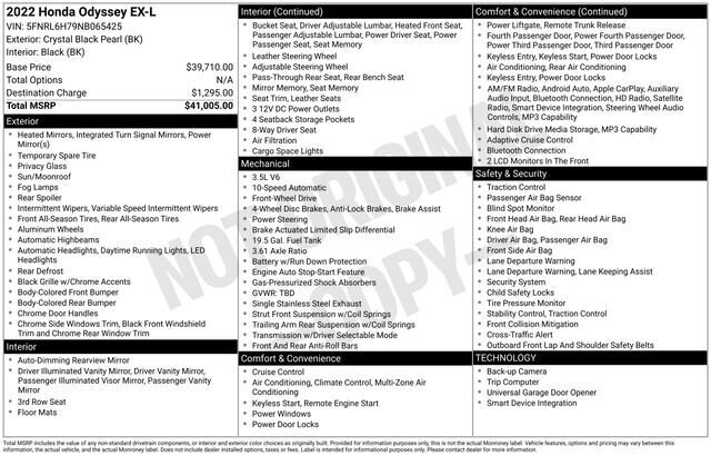 
								2022 Honda Odyssey EX-L w/ Apple Car Play full									