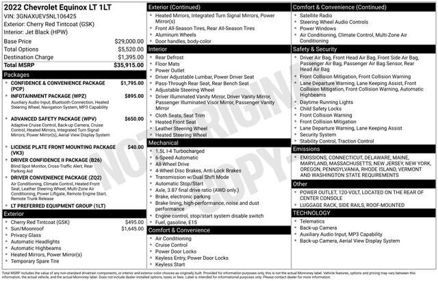 
								2022 Chevrolet Equinox LT w/ Apple Car Play and Navigation full									