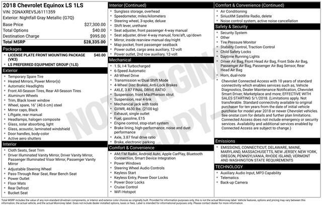 
								2018 Chevrolet Equinox LS full									