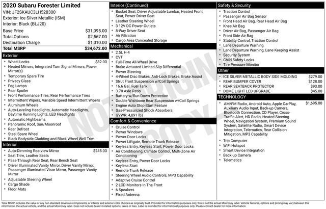 
								2020 Subaru Forester Limited w/ Apple Car Play and Navigation full									